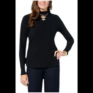 Christie Brinkley Women's Mock Neck Top Black - Regular